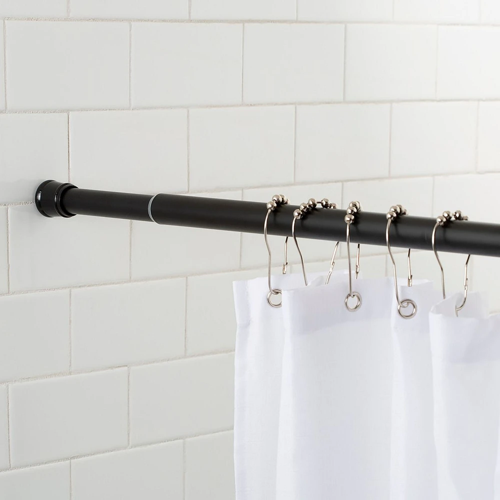 Tringle à rideau de douche à tension - noir