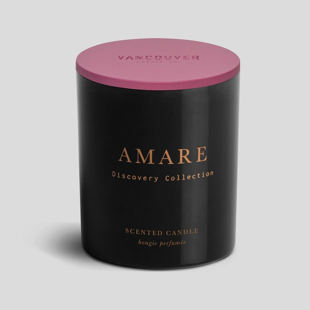 Bougie en pot avec couvercle 5 oz « Amare » - votive mauve