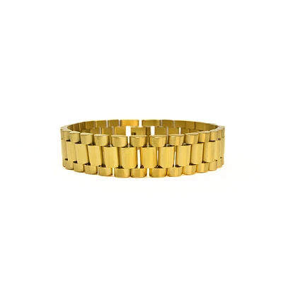 Luenzo Stainless Steel President Gold Plated Bracelet