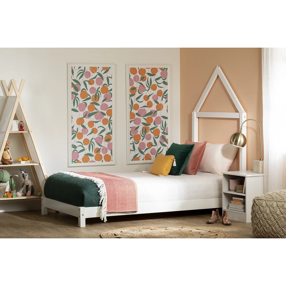 Sweedi Twin Solid Wood Bed with Headboard in Pure White by South Shore Furniture