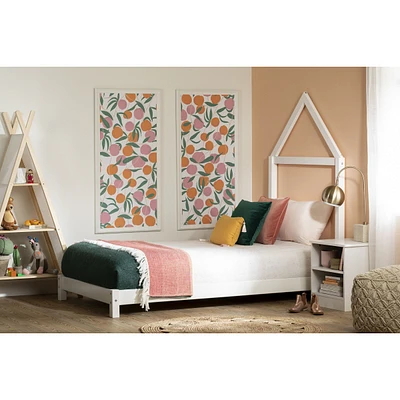 Sweedi Twin Solid Wood Bed with Headboard in Pure White by South Shore Furniture