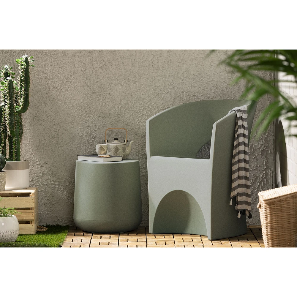 Dalya Round Outdoor Side Table Sage Green by South Shore Furniture