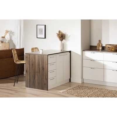 Myro Kitchen Island with Storage Natural Walnut and White by South Shore Furniture