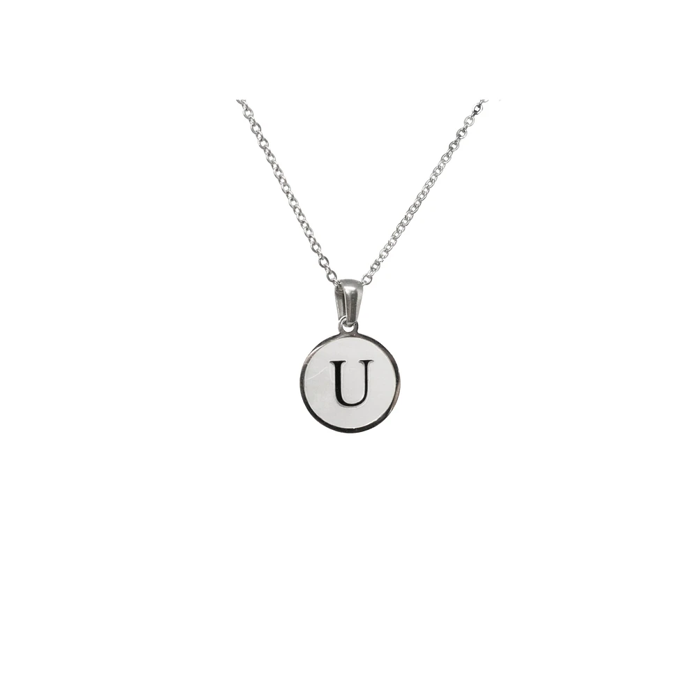 Collier initiale en acier inoxydable « U » avec incrustation de nacre par Luenzo