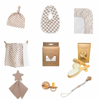 Deluxe Beige Checkered Bed&Bath Gift Bundle by Beba