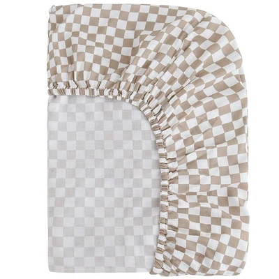 Bamboo Muslin Fitted Crib Sheet - Checkered by Beba