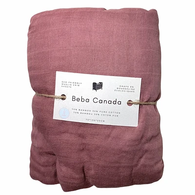 Bamboo Muslin Fitted Crib Sheet - Burgundy by Beba