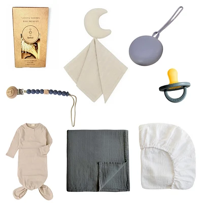 Ensemble cadeau Pure pour nouveau-né Beige et Gris par Beba