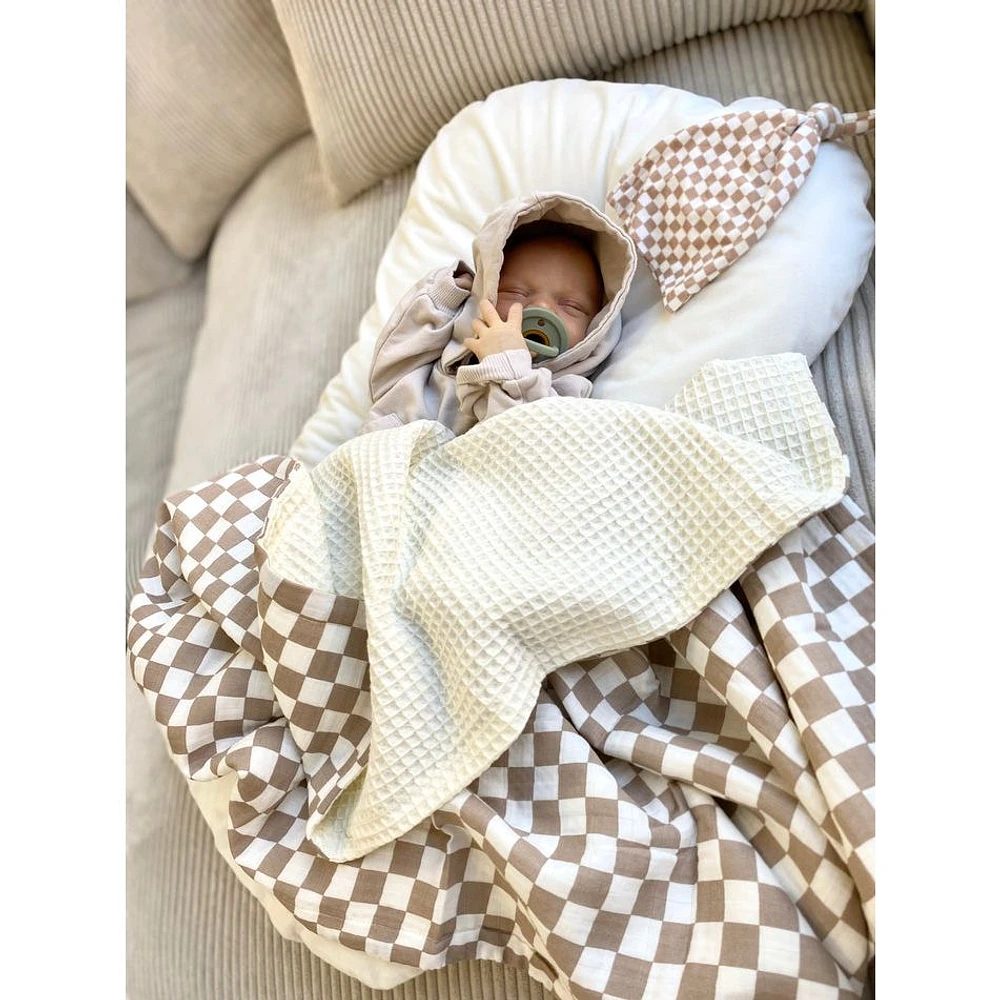 Deluxe Beige Checkered Bed&Bath Gift Bundle by Beba
