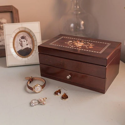 Mele and Co Brynn Finish Wooden Jewellery Box - Walnut