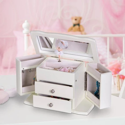 Mele and Co Angelica Musical Ballerina Jewellery Box - White 