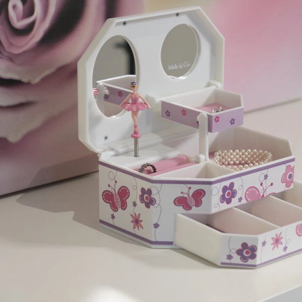 Mele and Co Kelsey Musical Ballerina Jewellery Box - White