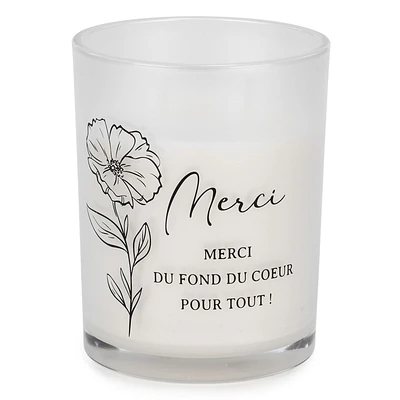 White Scented Candle in Glass - Merci
