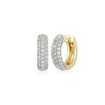 Reign 18K Gold-Plated Sterling Silver & Cubic Zirconia Huggie Hoop Earrings