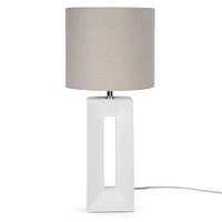 Zantelle Table Lamp with Rectangular Base - White/Beige