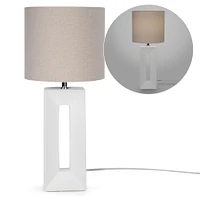 Zantelle Table Lamp with Rectangular Base - White/Beige