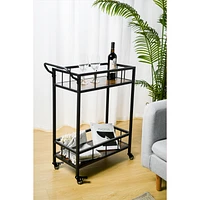 Sani 2 Shelves Black Bar Cart 