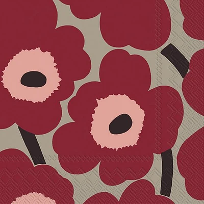 Pack of 20 Unikko Red  Luncheon  Napkins