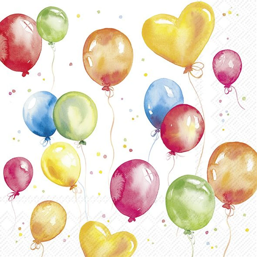 Birthday Ballons Cocktail Napkins, Pack of 20