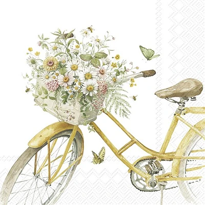 Cocktail Napkins, Pack of 20 - Flower Bike 