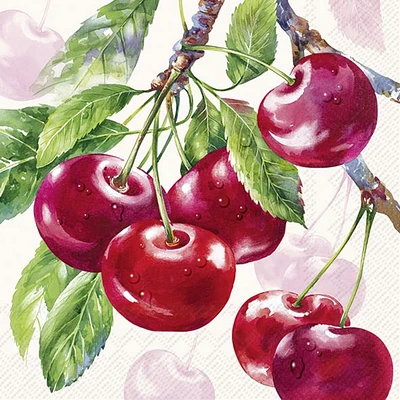 Cocktail Napkins, Pack of 20 - Cherry Fruits 