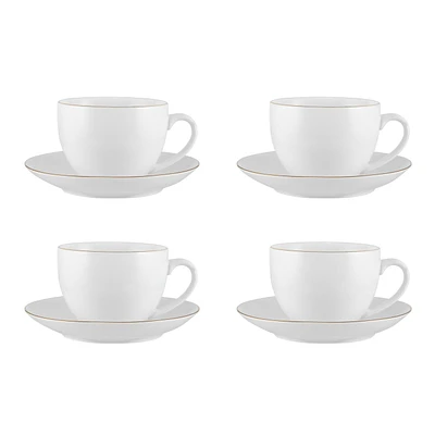 Maxwell & Williams Set of 4 White Gold Cups Saucers