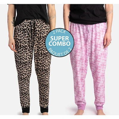Pack of 2 Matching Pants by SilverPaw - Leopard and Pink Tie Dye Prints