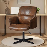 360° Swivel Adjustable Height Chair in Suede Brown Fabric by Maison Classique