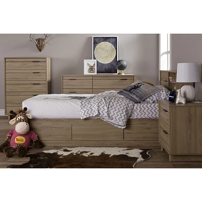 Fynn 2-Drawer Nightstand in Rustic Oak by South Shore Furniture