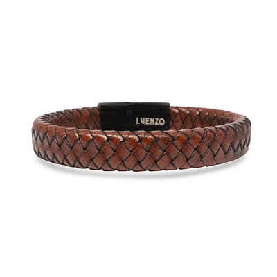 Luenzo Burgundy Genuine Leather Single Wrap Bracelet