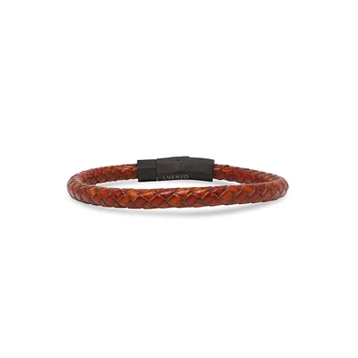 Luenzo Saddle Brown Genuine Leather Single Wrap Bracelet