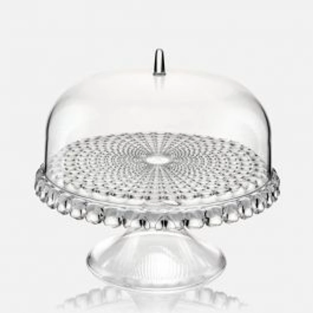 Assiette à gâteau transparente « Tiffany » avec dôme (30 cm)