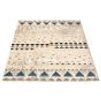 Modern Afghan Ivory/Blue Rug