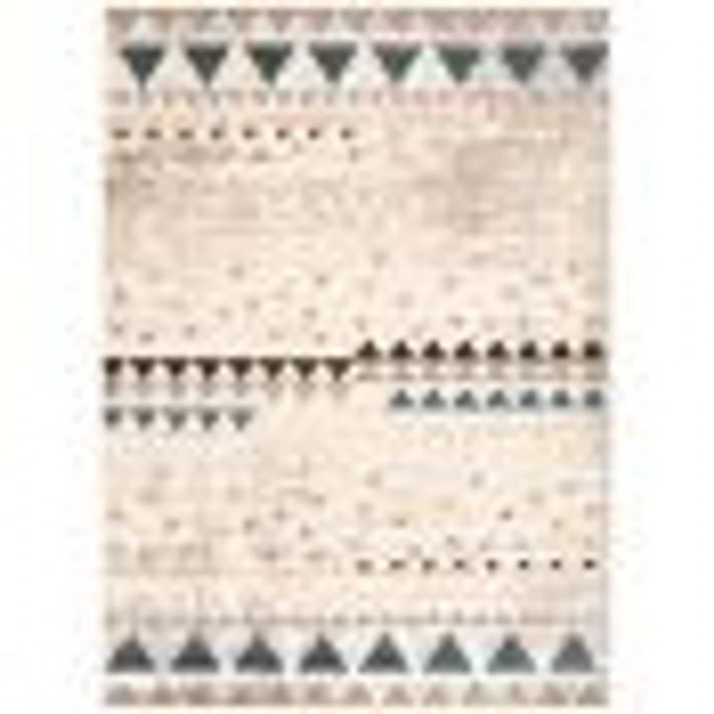 Modern Afghan Ivory/Blue Rug
