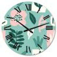 Bloom From Within Retro Flower Motivation I Oversized Wall Clock