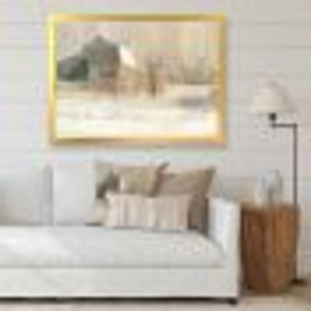 Winter on the Farm house  Canvas Art