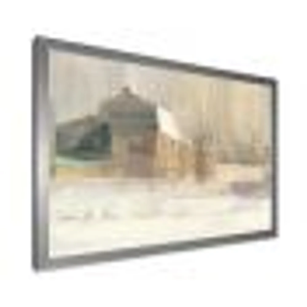 Winter on the Farm house  Canvas Art