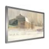 Winter on the Farm house  Canvas Art
