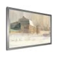 Winter on the Farm house  Canvas Art