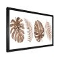 Tropical Monstera and Palm Leaf Terracotta  Wall Art