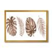 Tropical Monstera and Palm Leaf Terracotta  Wall Art