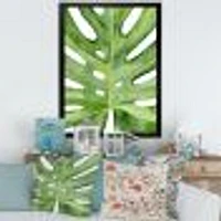Green Monstera Leaf Tropical Palm Botanical Detail  Wall Art