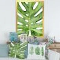 Green Monstera Leaf Tropical Palm Botanical Detail  Wall Art