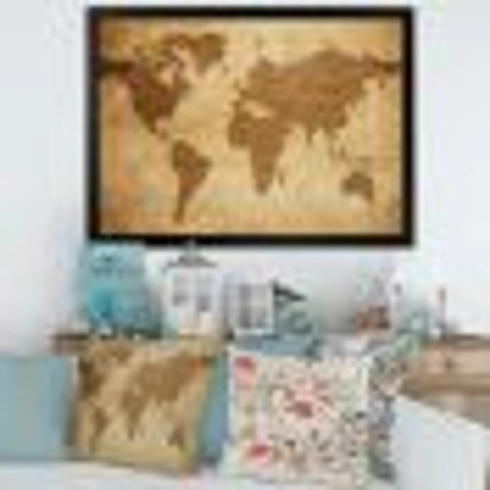 Ancient Map of The World V Canvas Wall Art