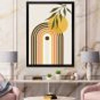 Abstract Yellow Sun with Retro Rainbow  Canvas Wall Art