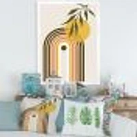 Abstract Yellow Sun with Retro Rainbow  Canvas Wall Art