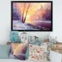 Toile « Winter Scenery with Bridge of Meandering River II »