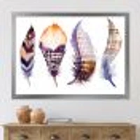 Purple Boho Feathers  Wall Art