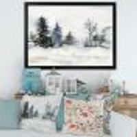 Toile imprimée « Christmas Minimalistic Forest Landscape and Snow