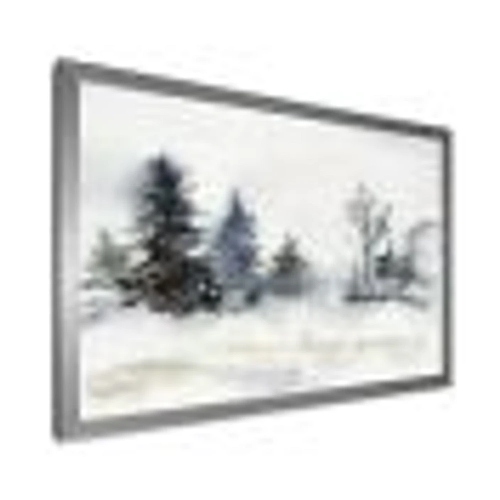 Christmas Minimalistic Forest Landscape and Snow Canvas Wall Art
